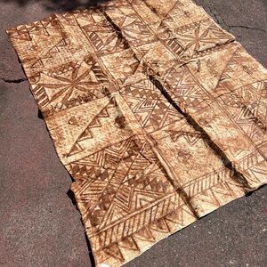 Handmade POLYNESIAN Vintage Tribal Print Tapa Cloth Fabric in Warm Brown Tones